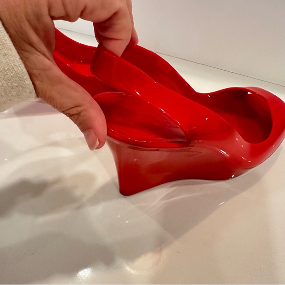 Kartell Red Rubber Wedge Heels Sz 40 Norma Luisa Slingback Shoes Pumps - Picture 10 of 10